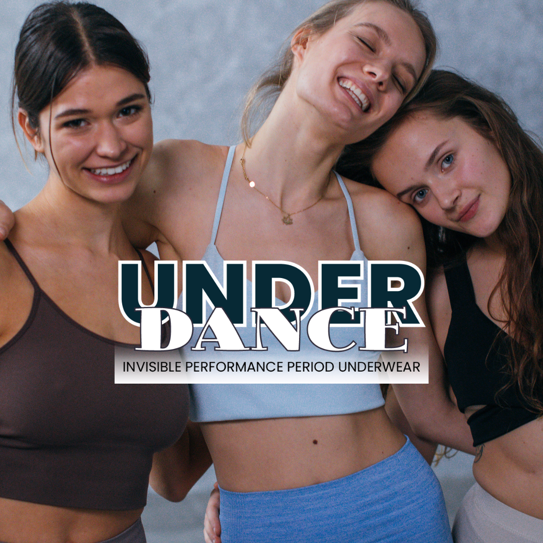 Three young women wearing activewear for UnderDance