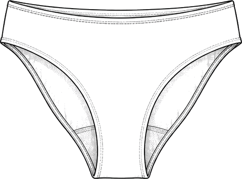 Period Swim Bikini Bottoms line drawing